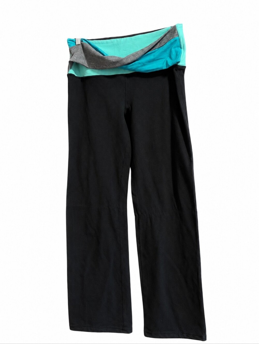 Lululemon Women's Yoga Pants Size 8 Black Fold-Over Waist Wide Leg Athletic
